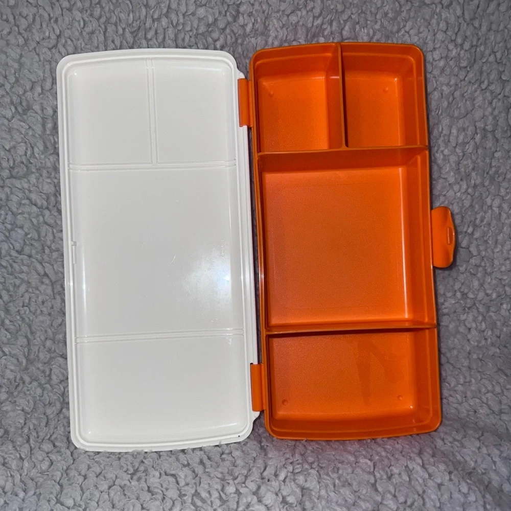 Vintage Tupperware Orange and White Food Storage Container